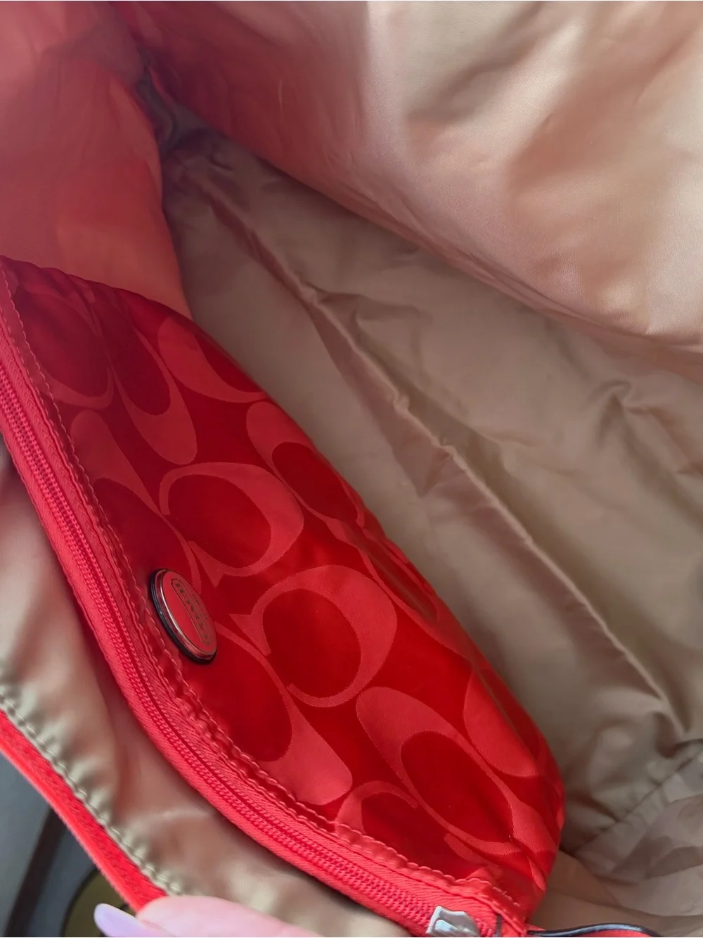 Coach Weekender Red Orange Tote Bag with Zip Pouch